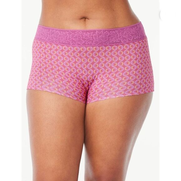 Modal and Lace Hi Cut & Boyshort Panties Underwear Brief 2, 3-Packs Size M - Picture 9 of 11